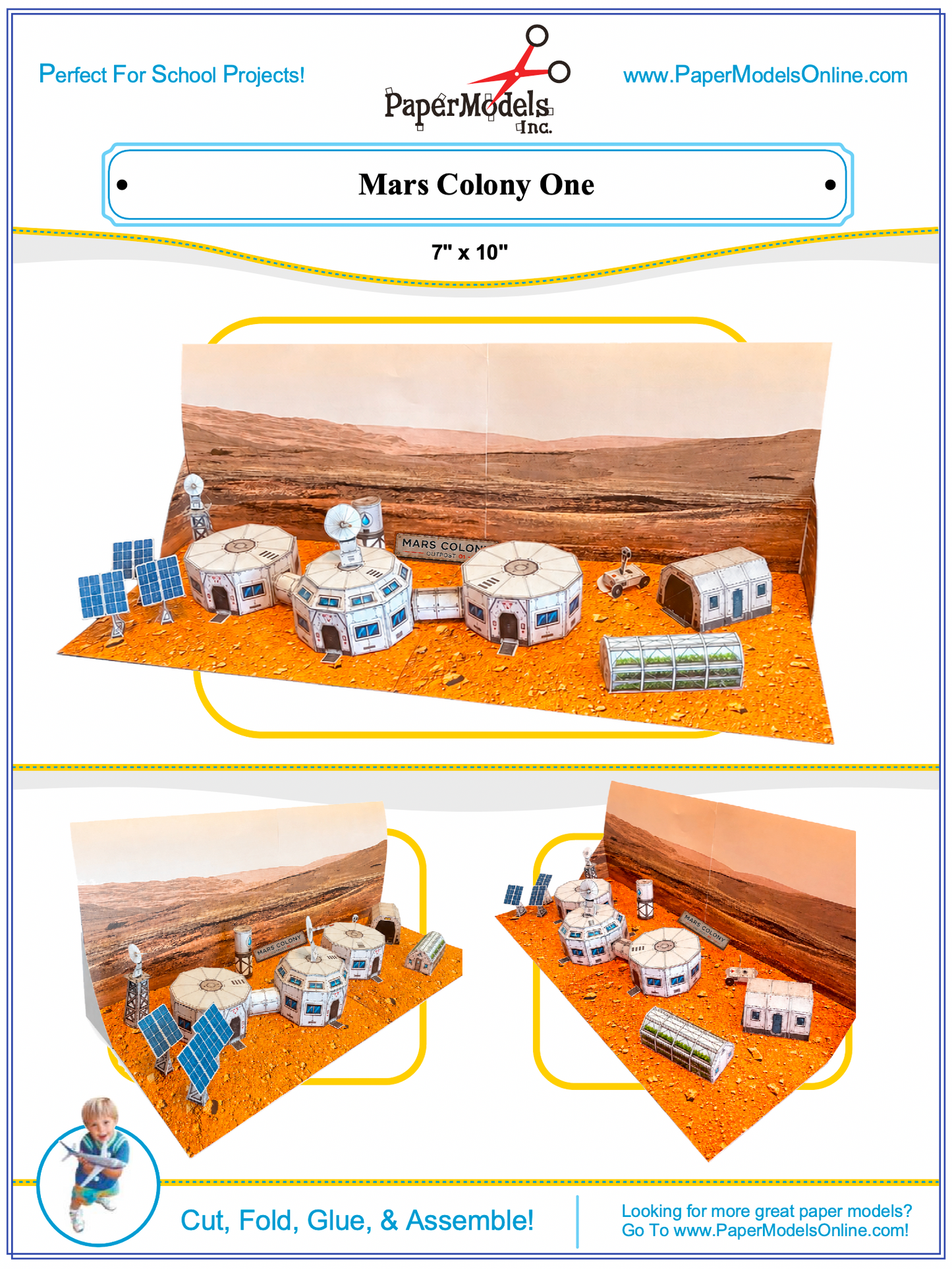 Mars Colony One Paper Model Kit - STEM School Project