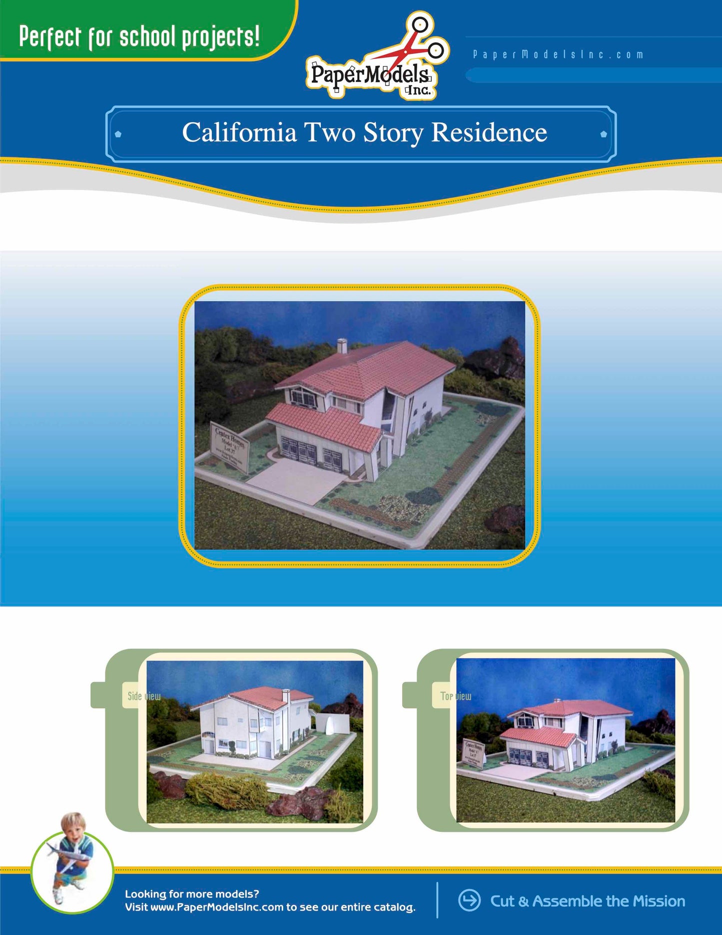 California Home - Two Story - Paper Model Kit