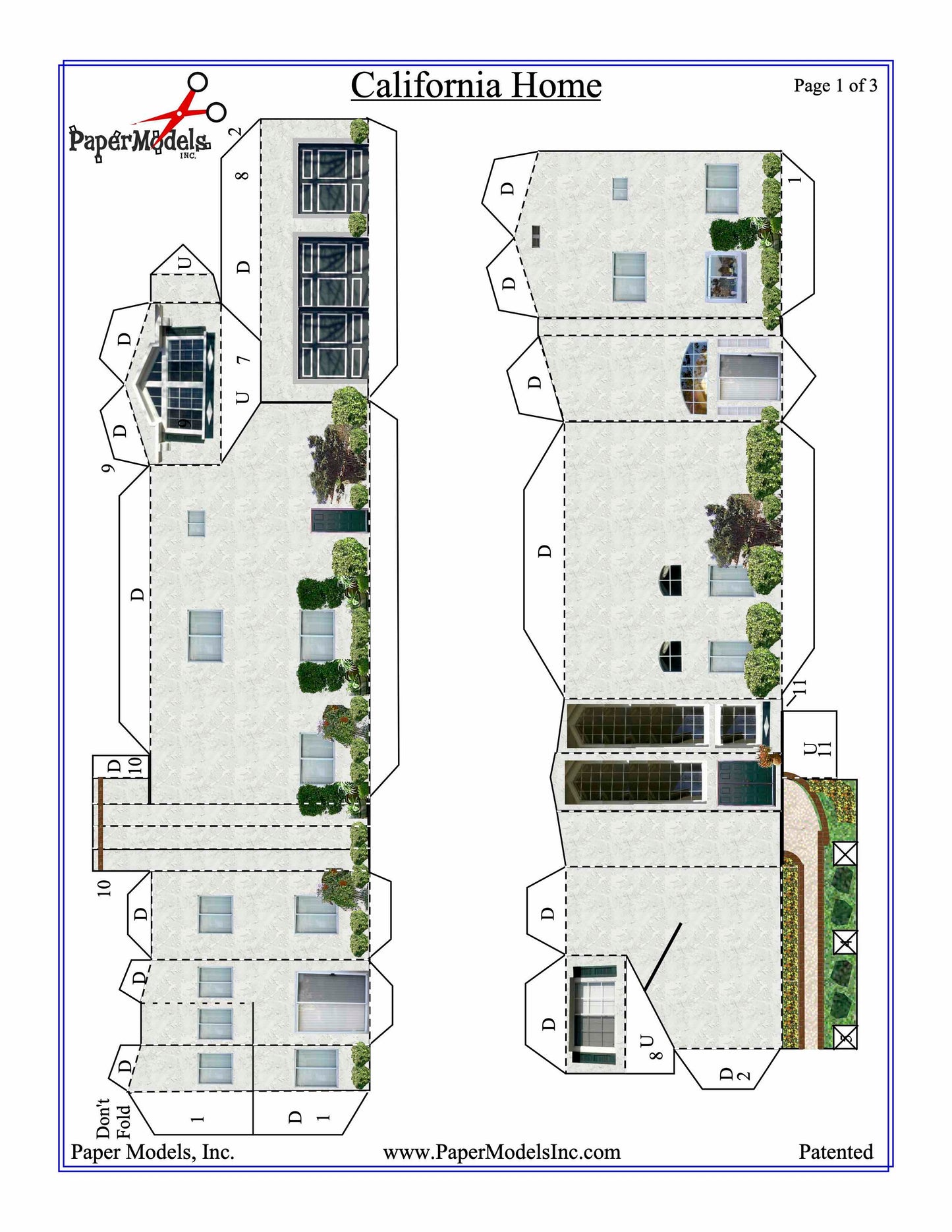 California Home - Two Story - Paper Model Kit