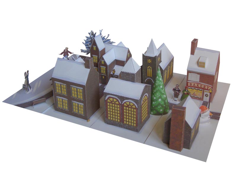 Holiday Christmas Village - Paper Model Project Kit