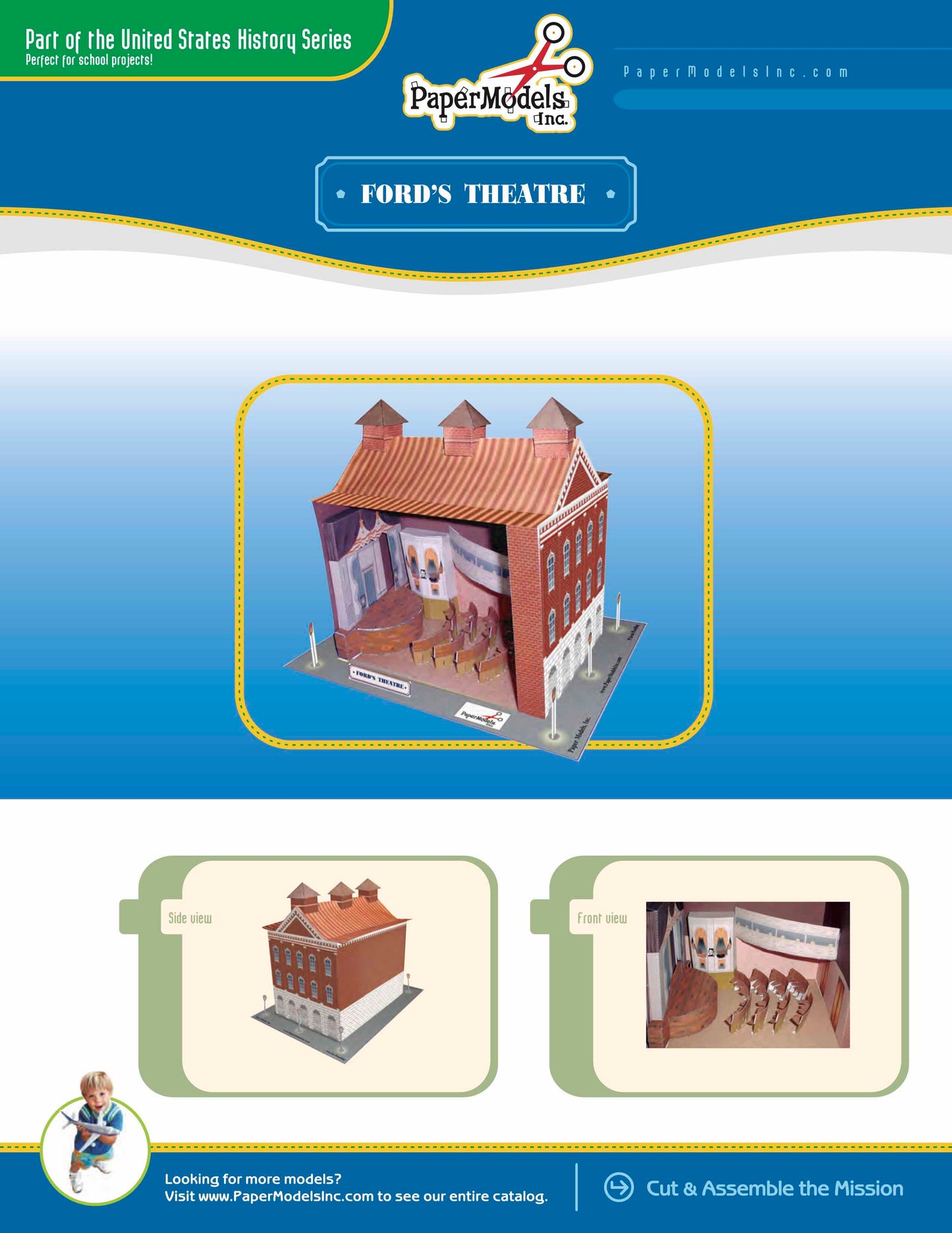Ford's Theatre - Washington, D.C. - Assassination of President Lincoln - Paper Model