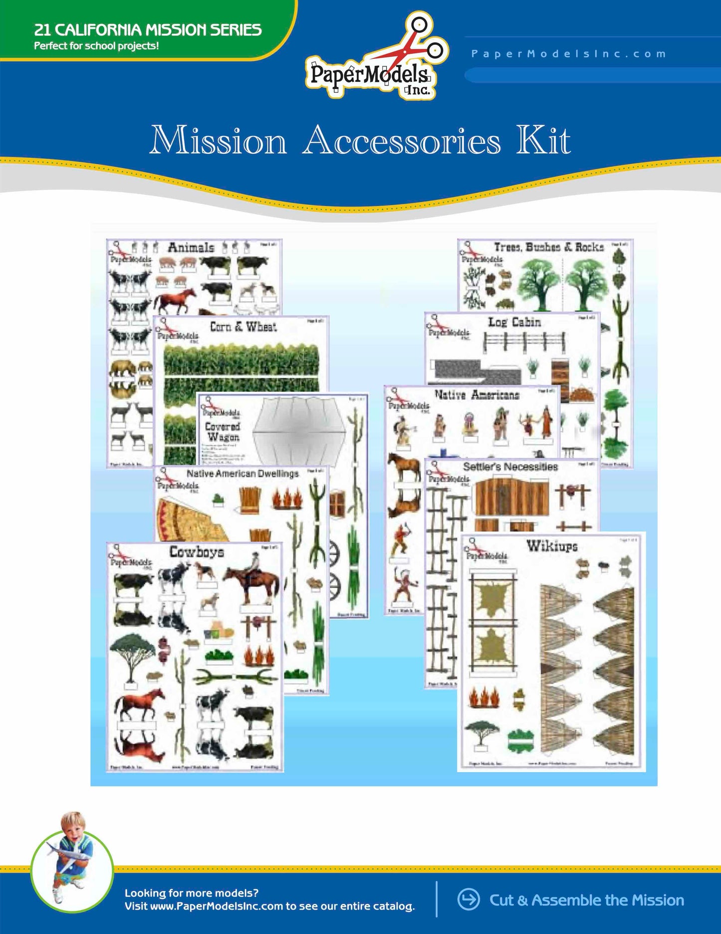 California Mission Project Accessories - Paper Model Project Kit
