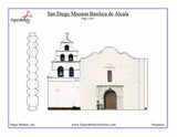 California Mission San Diego de Alcala - Photorealistic - Paper Model Project Kit