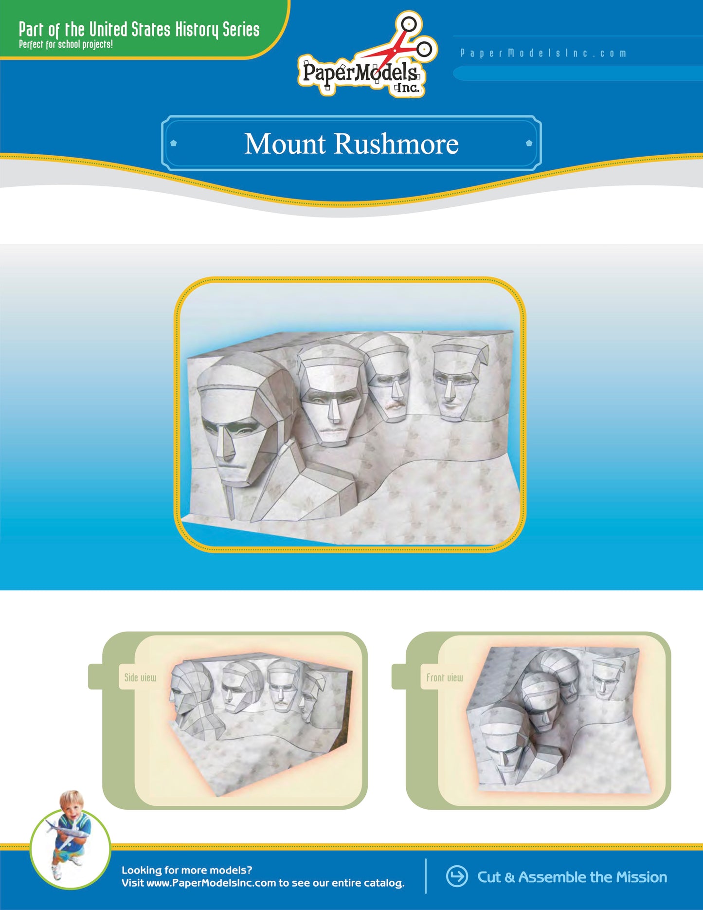 Mount Rushmore Monument - Paper Model Project Kit