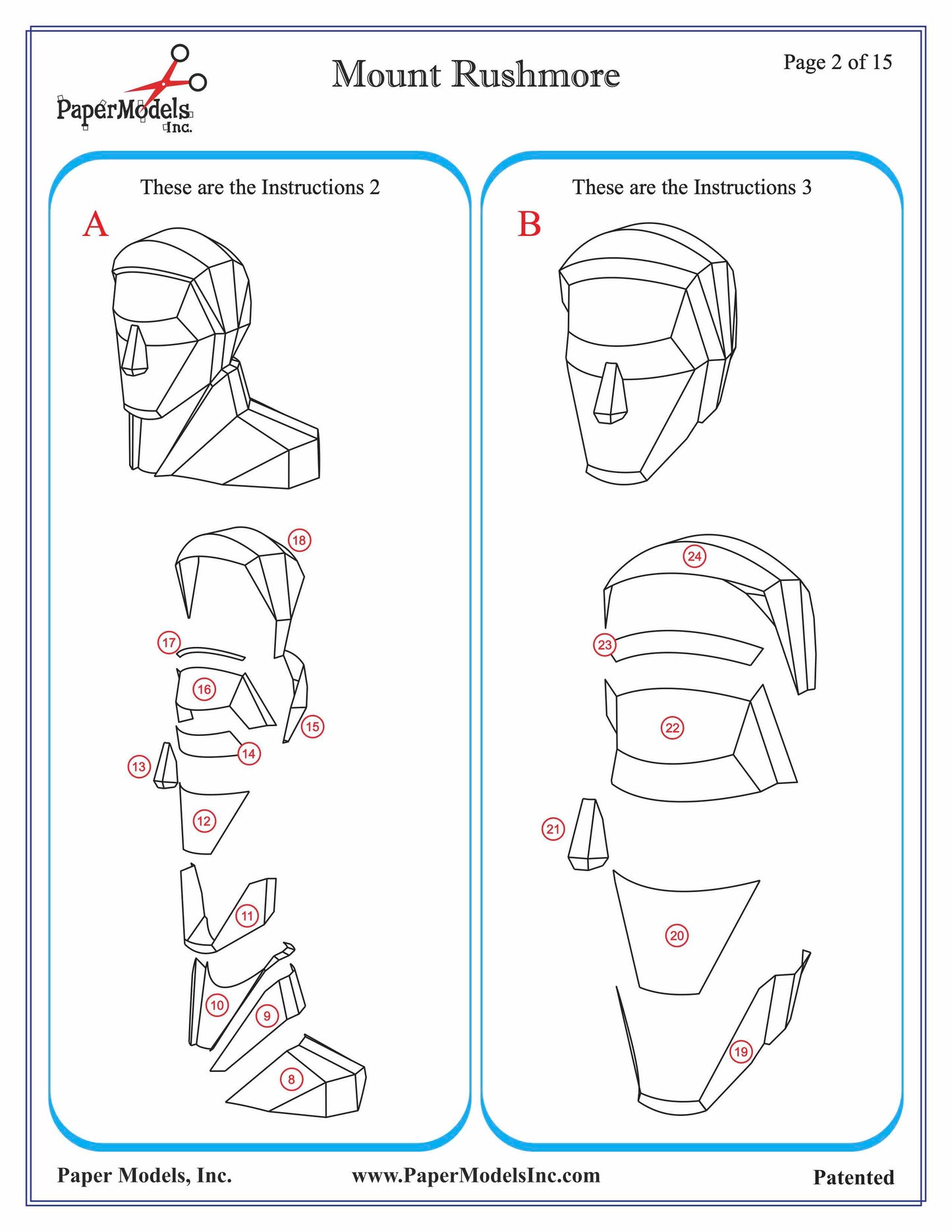 Mount Rushmore Monument - Paper Model Project Kit