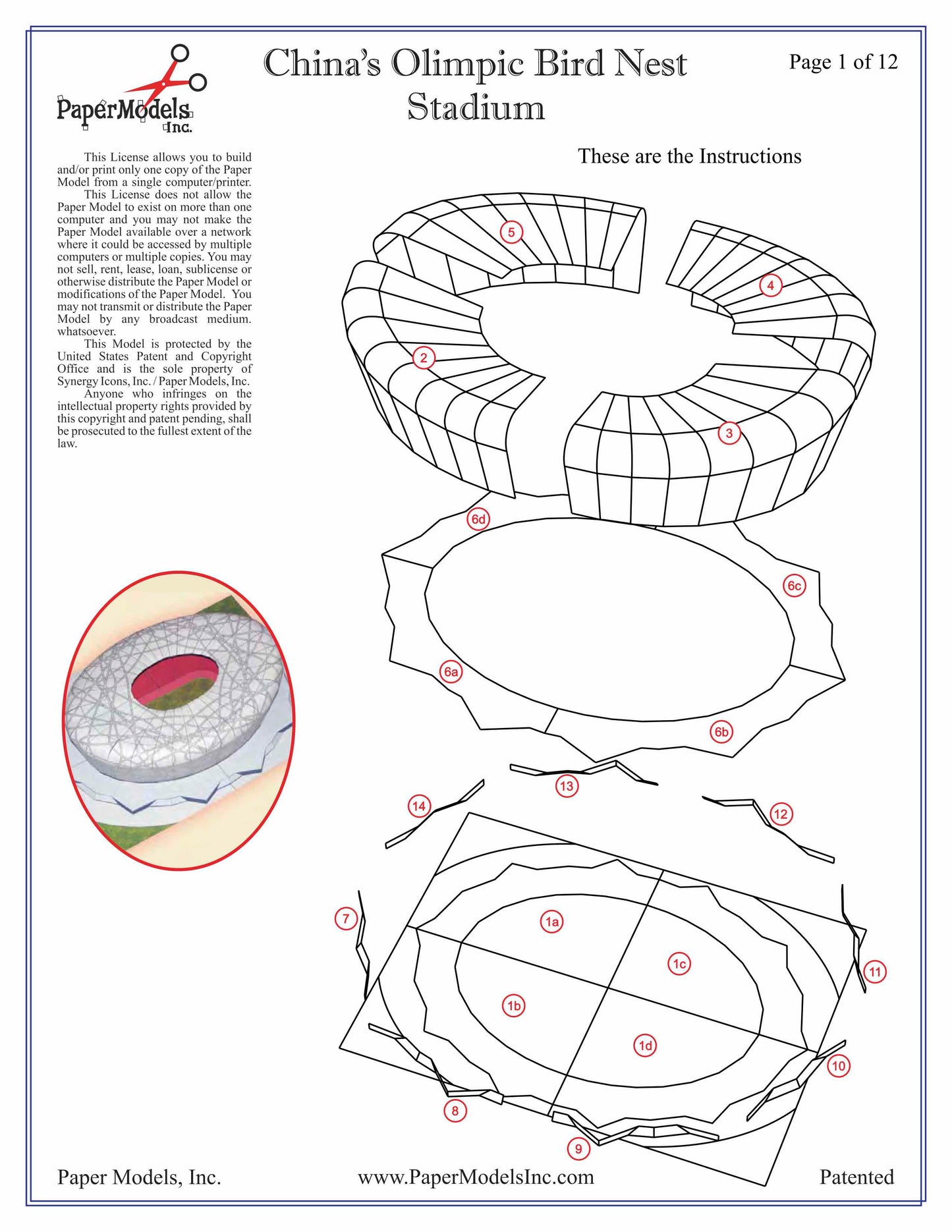 Olympic Stadium - Beijing, China (Bird Nest) Professional - Paper Model Project Kit
