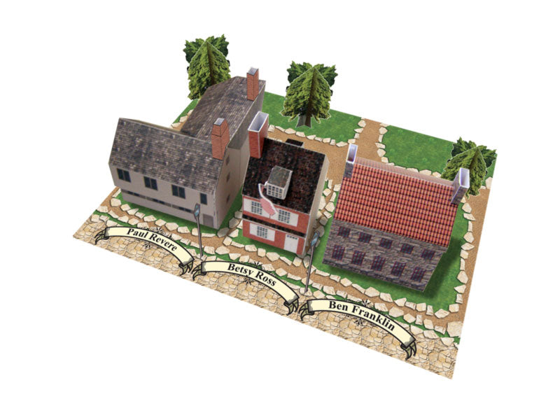 Revolutionary Homes - Ross, Revere, & Franklin - Paper Model Project Kit