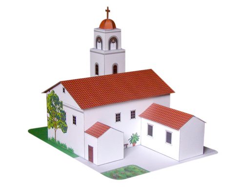 California Mission Santa Cruz - Paper Model Project Kit