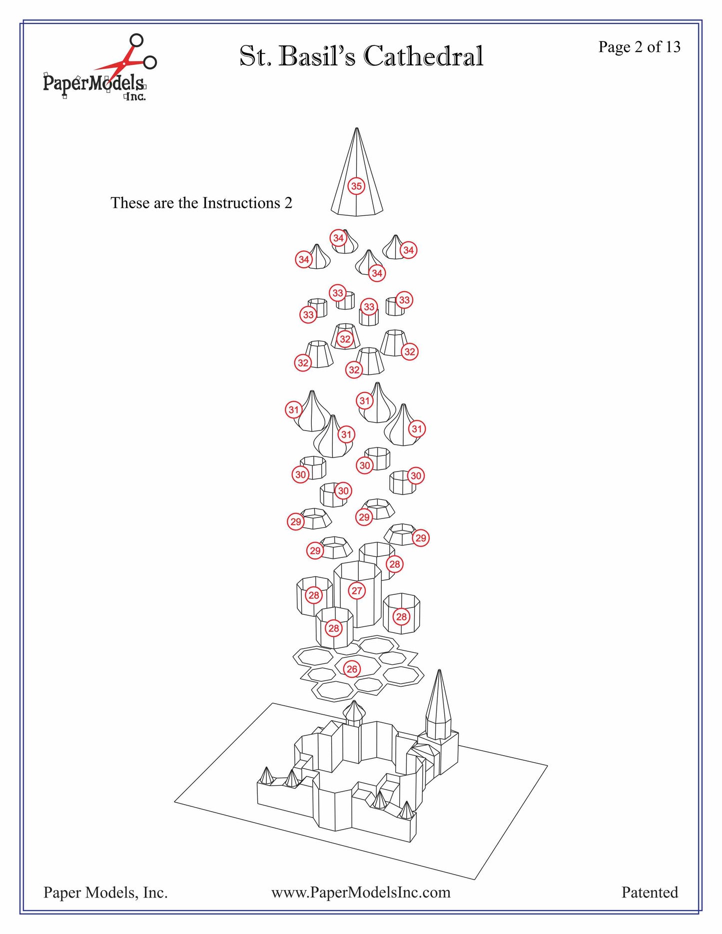 St. Basils Cathedral, Russia - Paper Model Project Kit