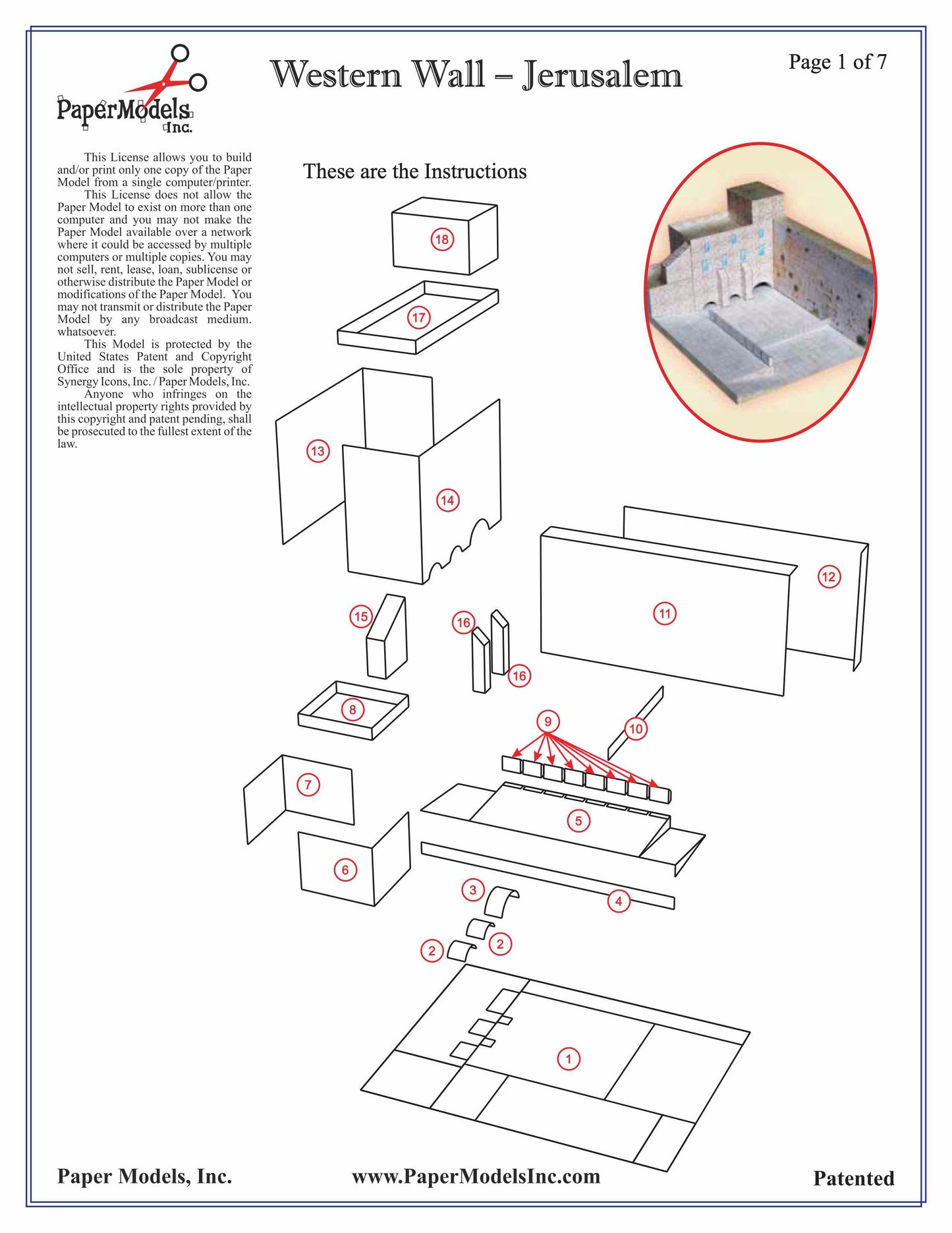Western Wall - The Kotel - Jerusalem - Paper Model Project Kit