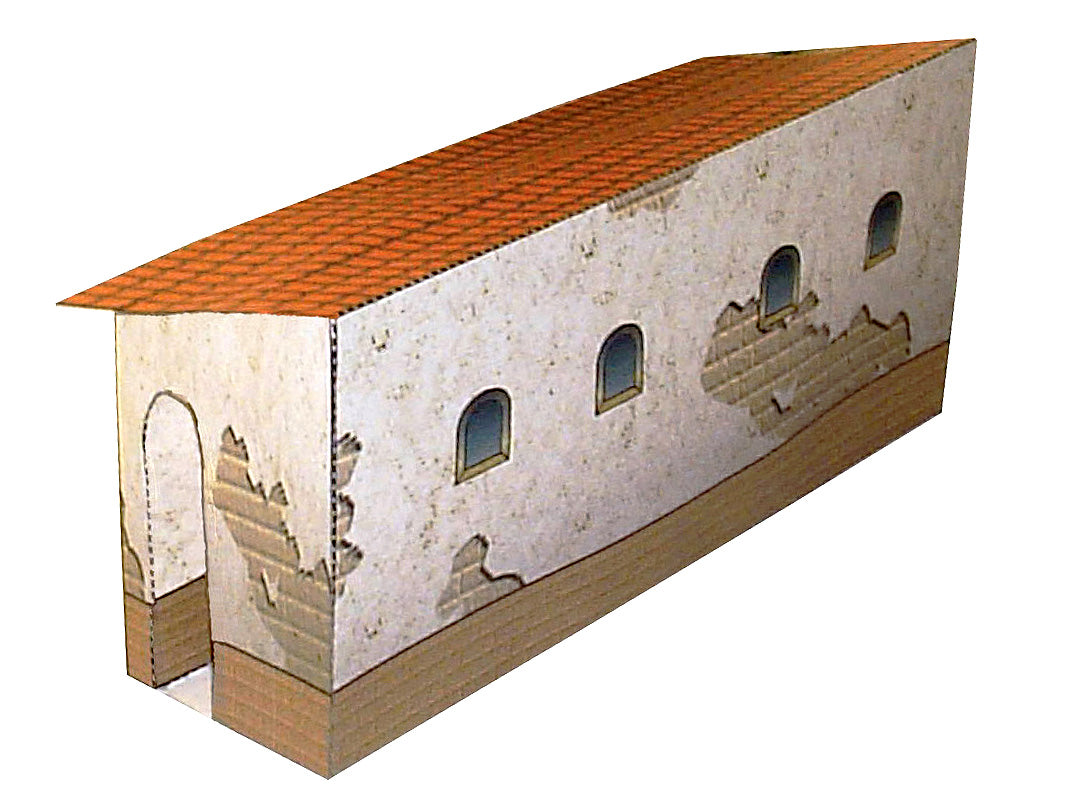 California Mission Annex Buildings - Straight And Corner - Paper Model Kit