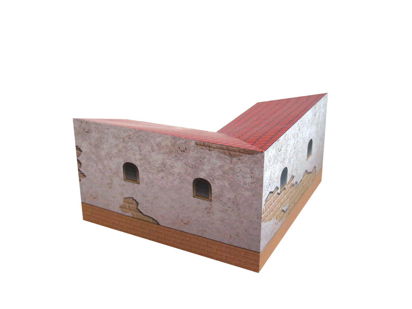 California Mission Annex Buildings - Straight And Corner - Paper Model Kit