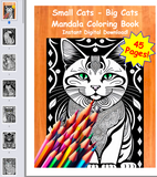Mandala Coloring Book, Cats Large And Small, Instant PDF Download