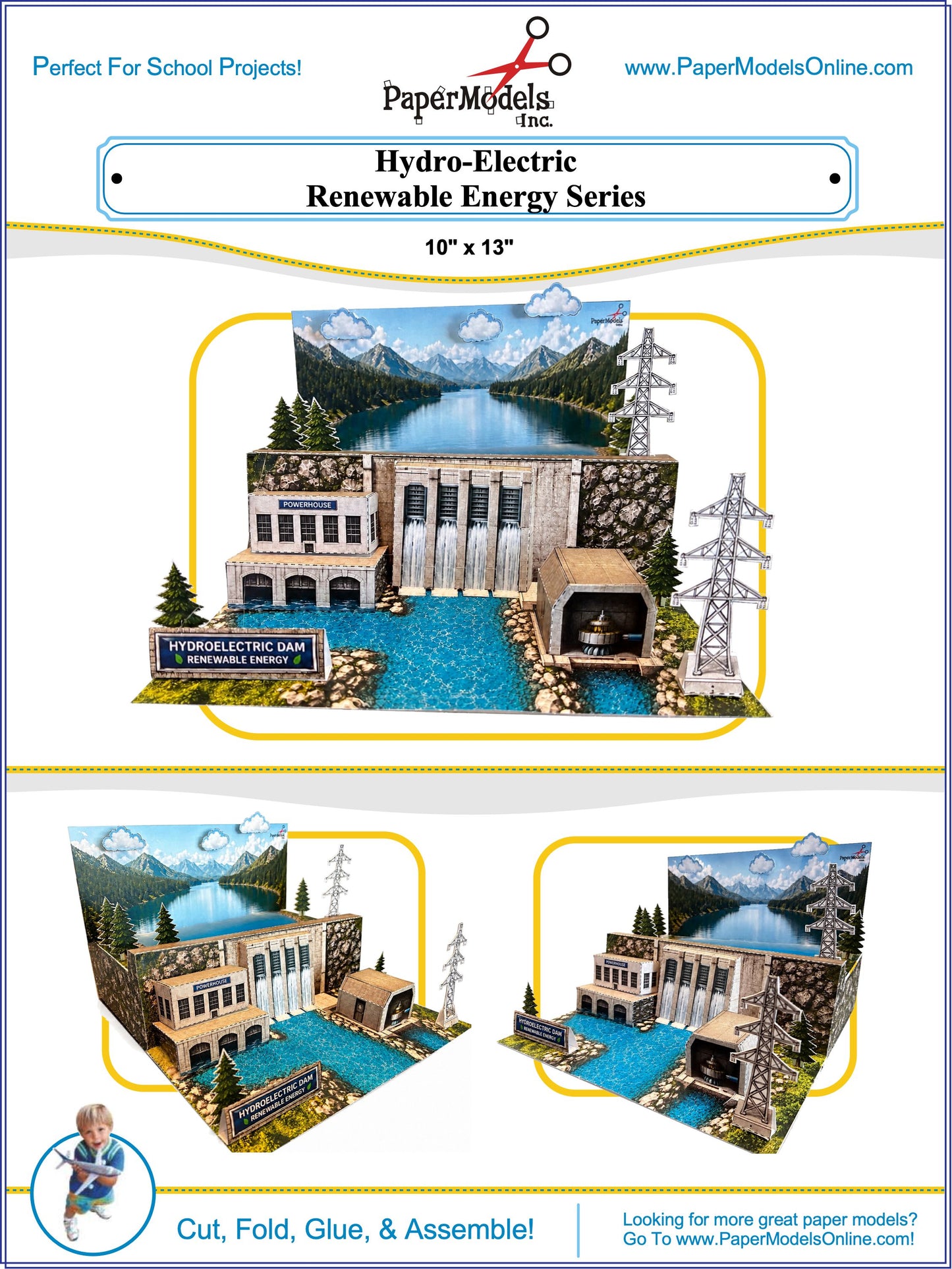 Hydro-Electric Renewable Energy Paper Model Kit - Series