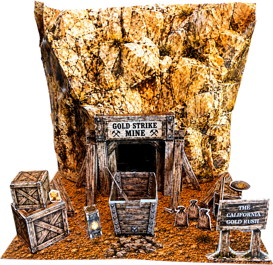 California Gold Rush, Sutter’s Mill Gold Mine Paper Model Kit