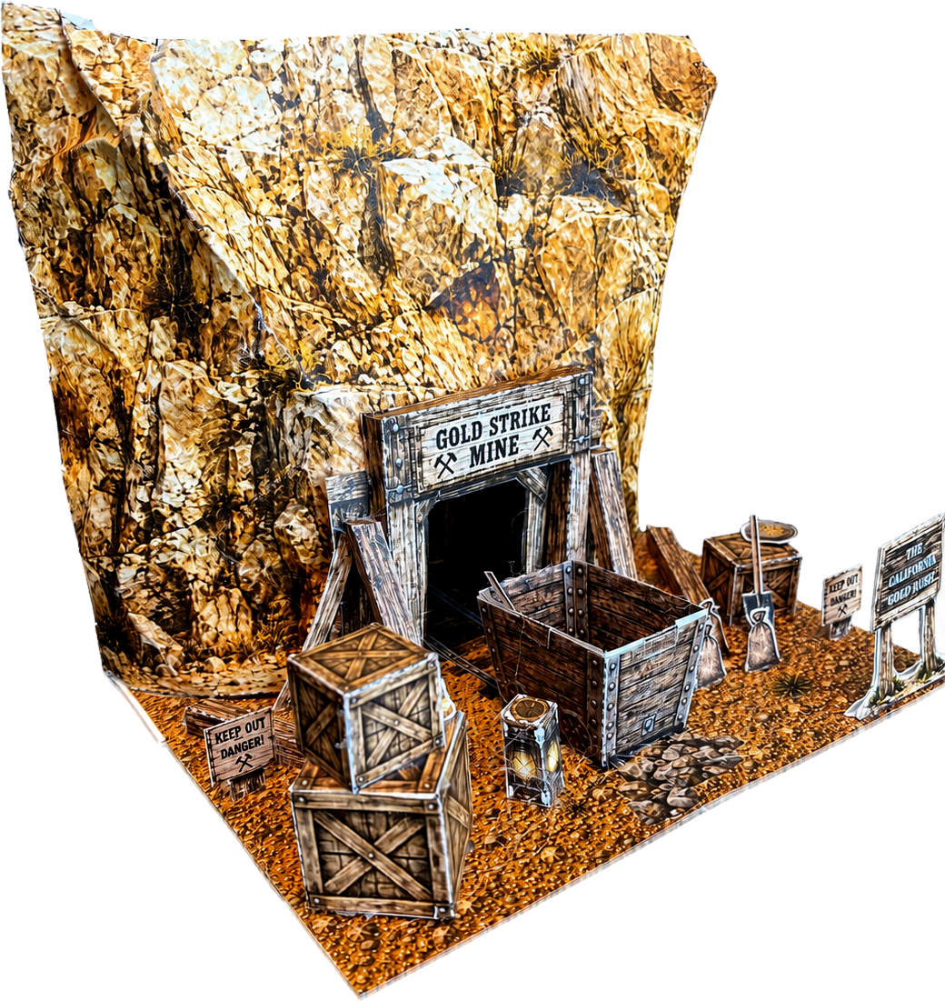 California Gold Rush, Sutter’s Mill Gold Mine Paper Model Kit