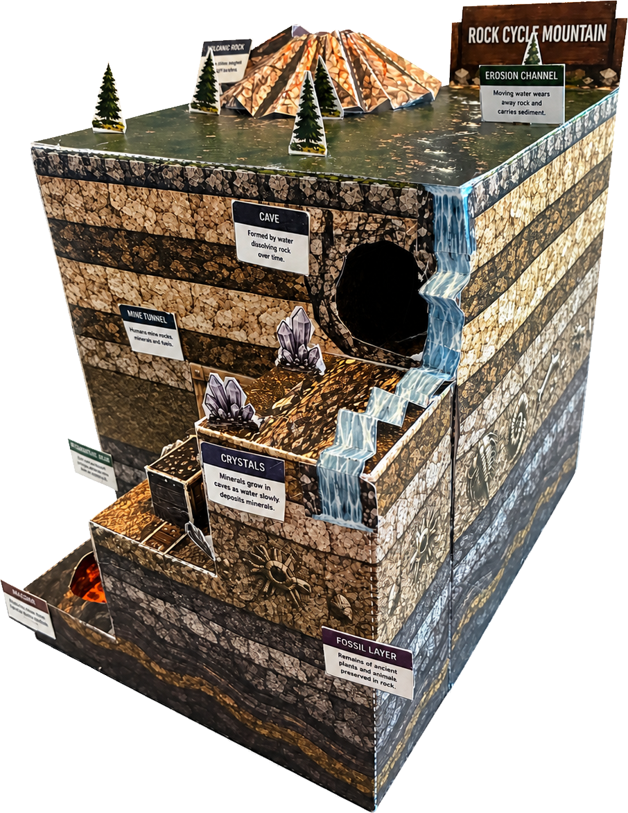Rock Cycle Mountain STEM Paper Model Kit | Earth Science Project