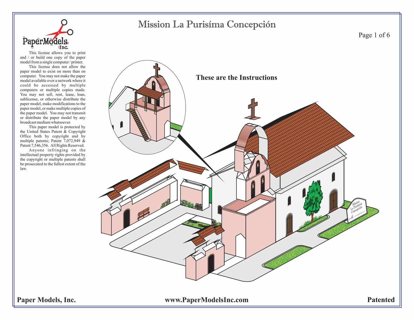 California Mission La Purisima - Paper Model Project Kit