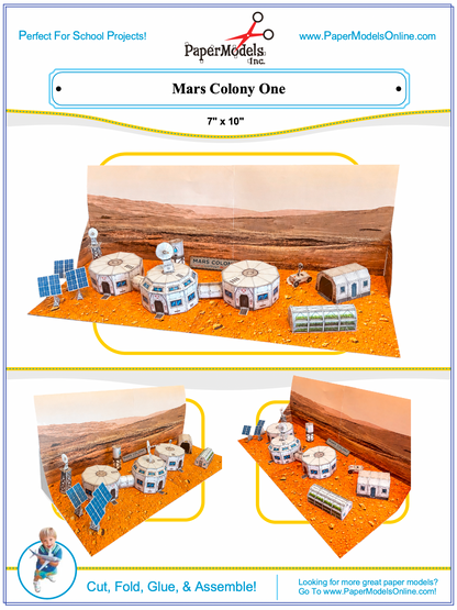 Mars Colony One Paper Model Kit - STEM School Project