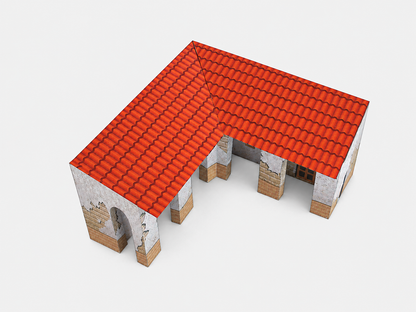 California Mission Annex Buildings - Straight And Corner - Paper Model Kit
