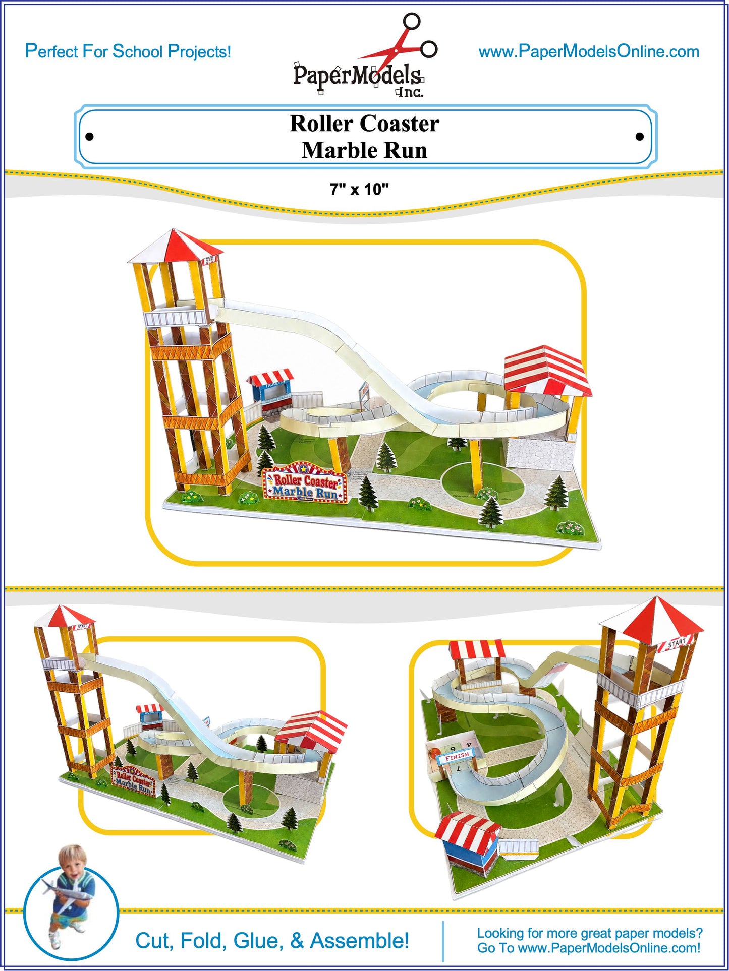 Roller Coaster Marble Run STEM Paper Model Kit | Printable School Project