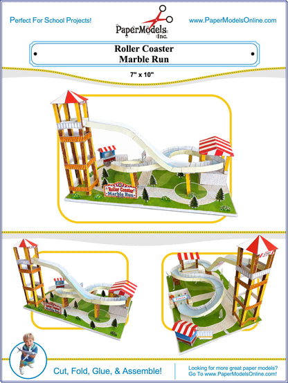 Roller Coaster Marble Run STEM Paper Model Kit | Printable School Project