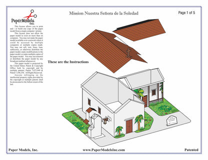 California Mission Nuestra Senora - Paper Model Project Kit