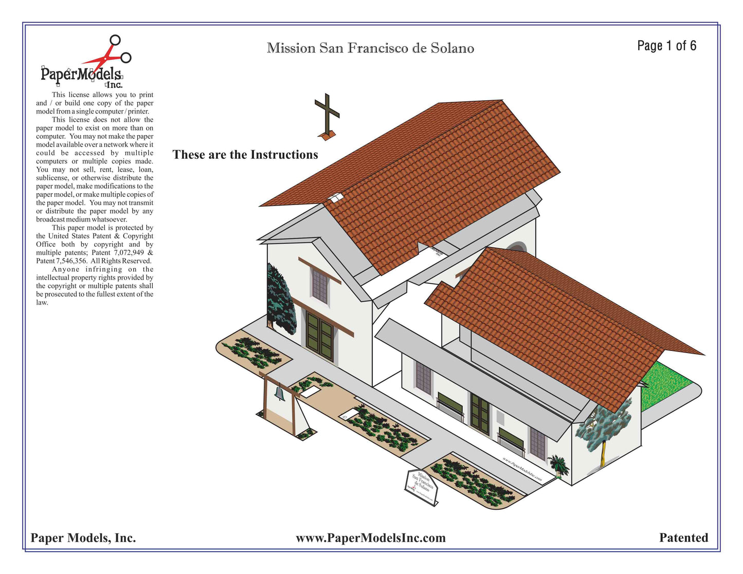 California Mission San Francisco de Solano - Paper Model Project Kit