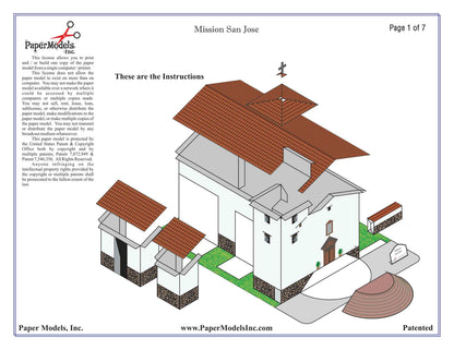 California Mission San Jose - Paper Model Project Kit