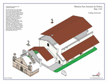California Mission San Antonio - Paper Model Project Kit
