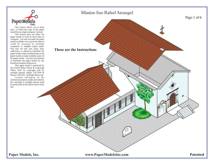 California Mission San Rafael Archangel - Paper Model Project Kit