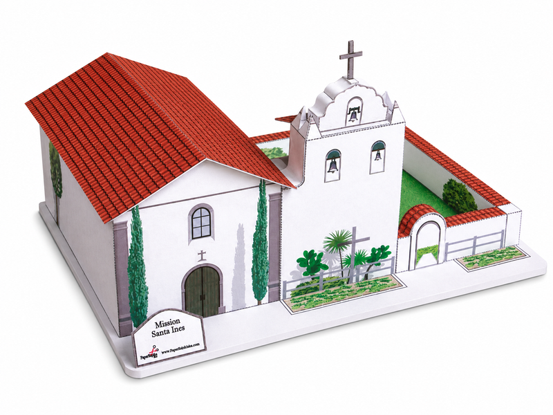 California Mission Santa Ines - Paper Model Project Kit