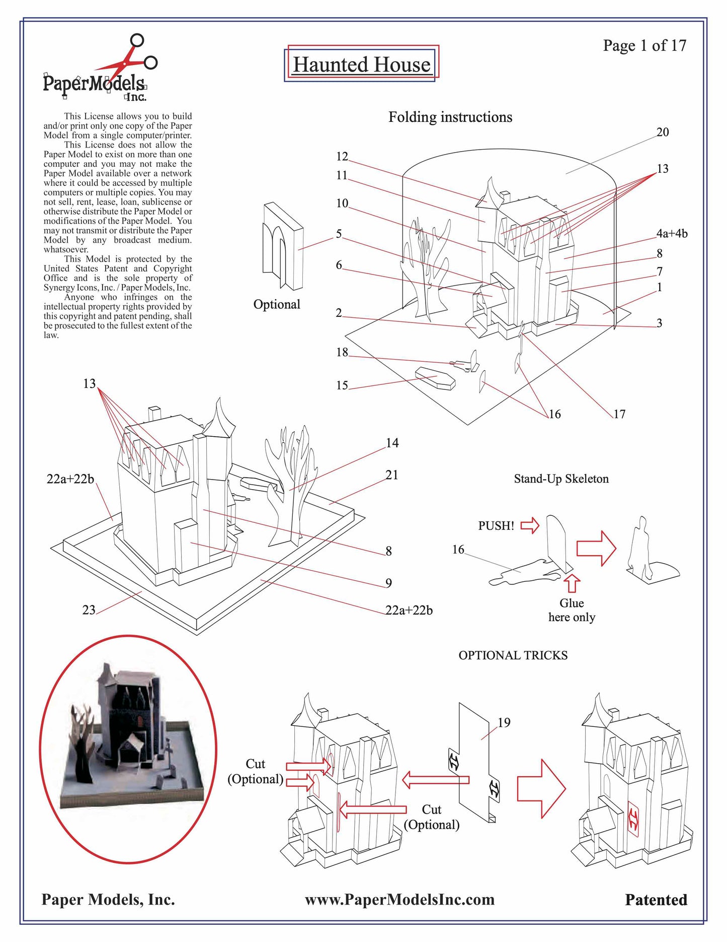 Halloween Haunted House - Paper Model Project Kit