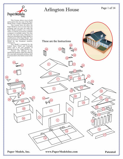 Arlington House - Robert E. Lee - Paper Model Kit