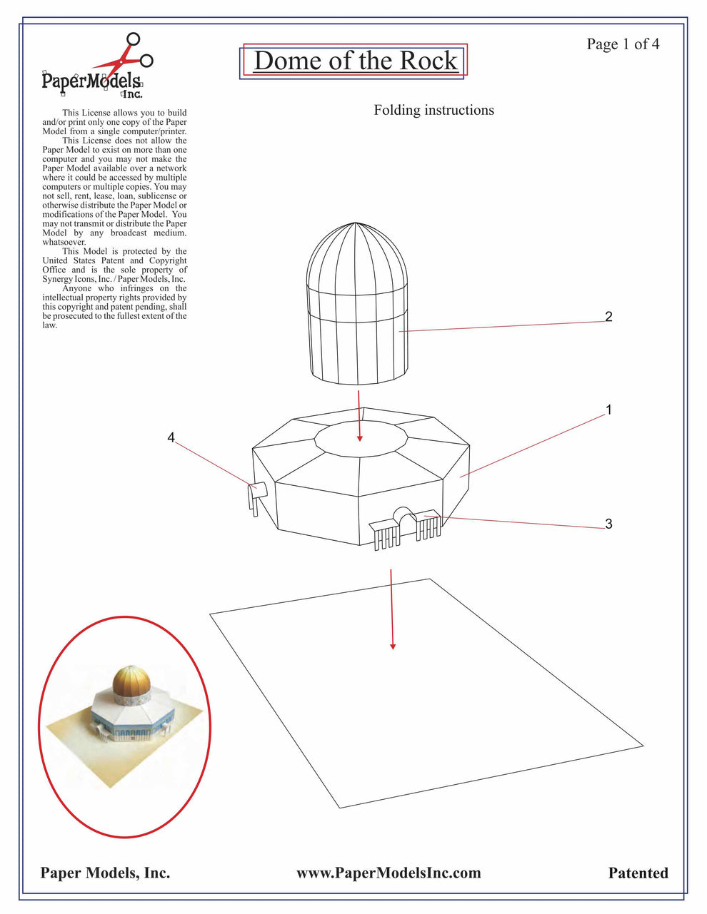 Dome Of The Rock - Temple Mount, Jerusalem - Paper Model Project Kit ...