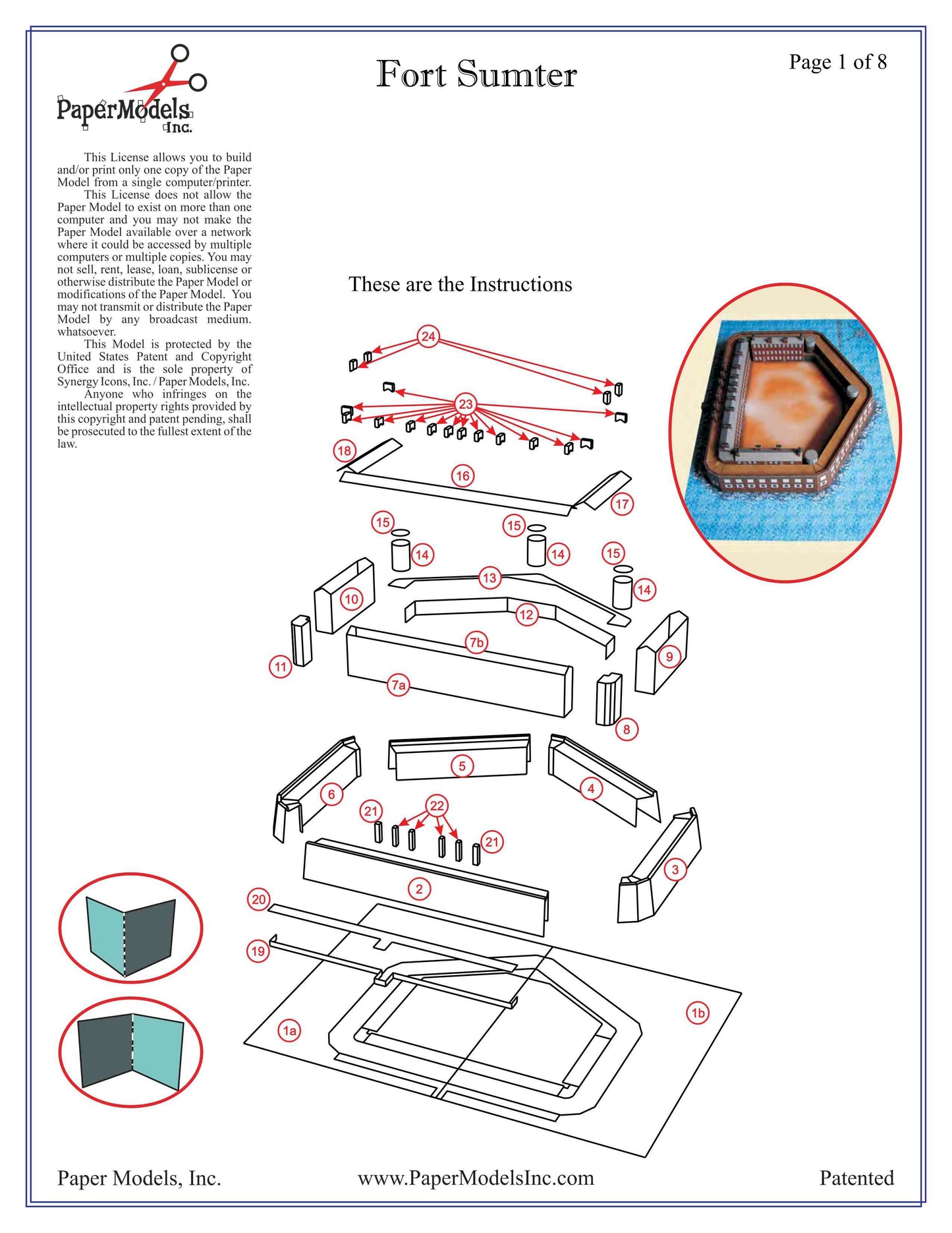Fort Sumter - Charleston, South Carolina - Paper Model Project Kit