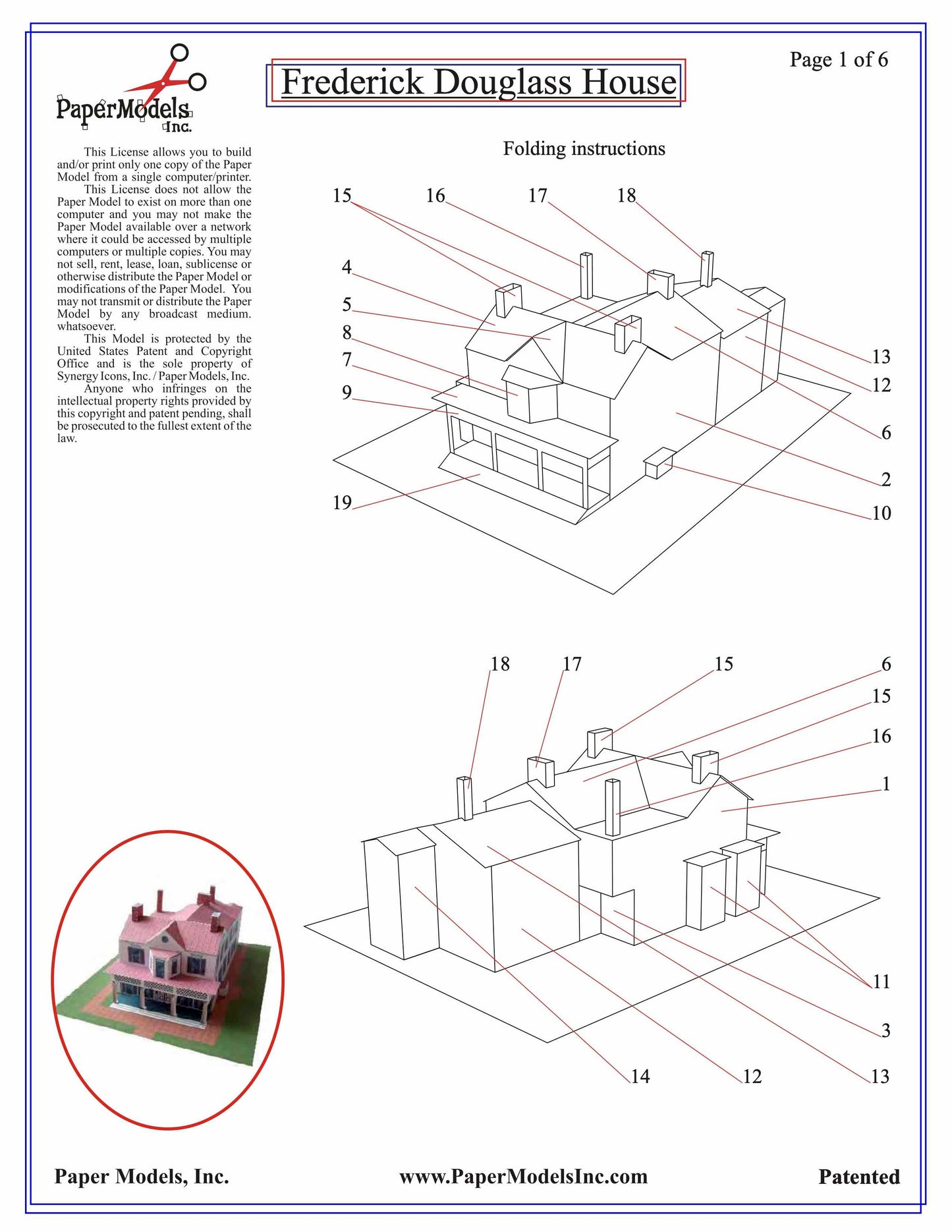 Frederick Douglass Home - Washington, D.C. - Paper Model Project Kit