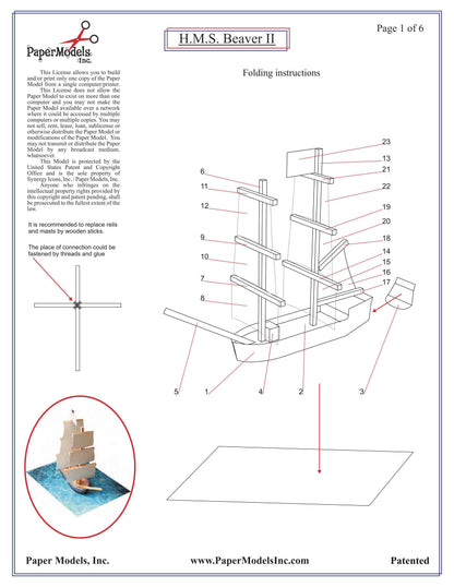 HMS Beaver - Boston Tea Party - Paper Model Project Kit