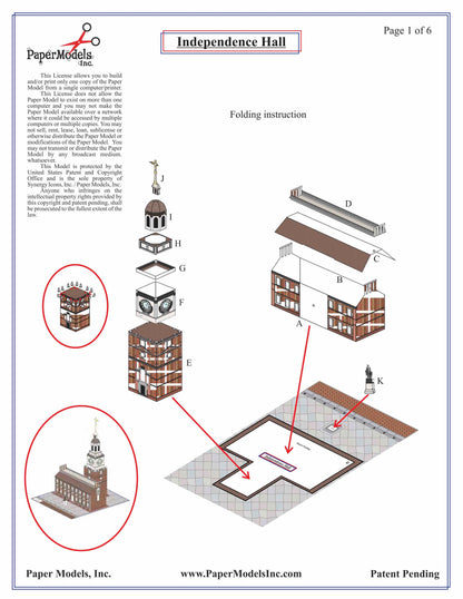 Independence Hall - Philadelphia - Paper Model Project Kit