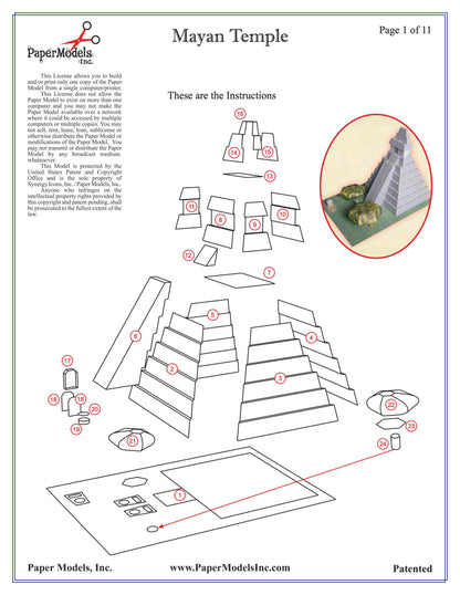 Mayan Temple - Paper Model Project Kit