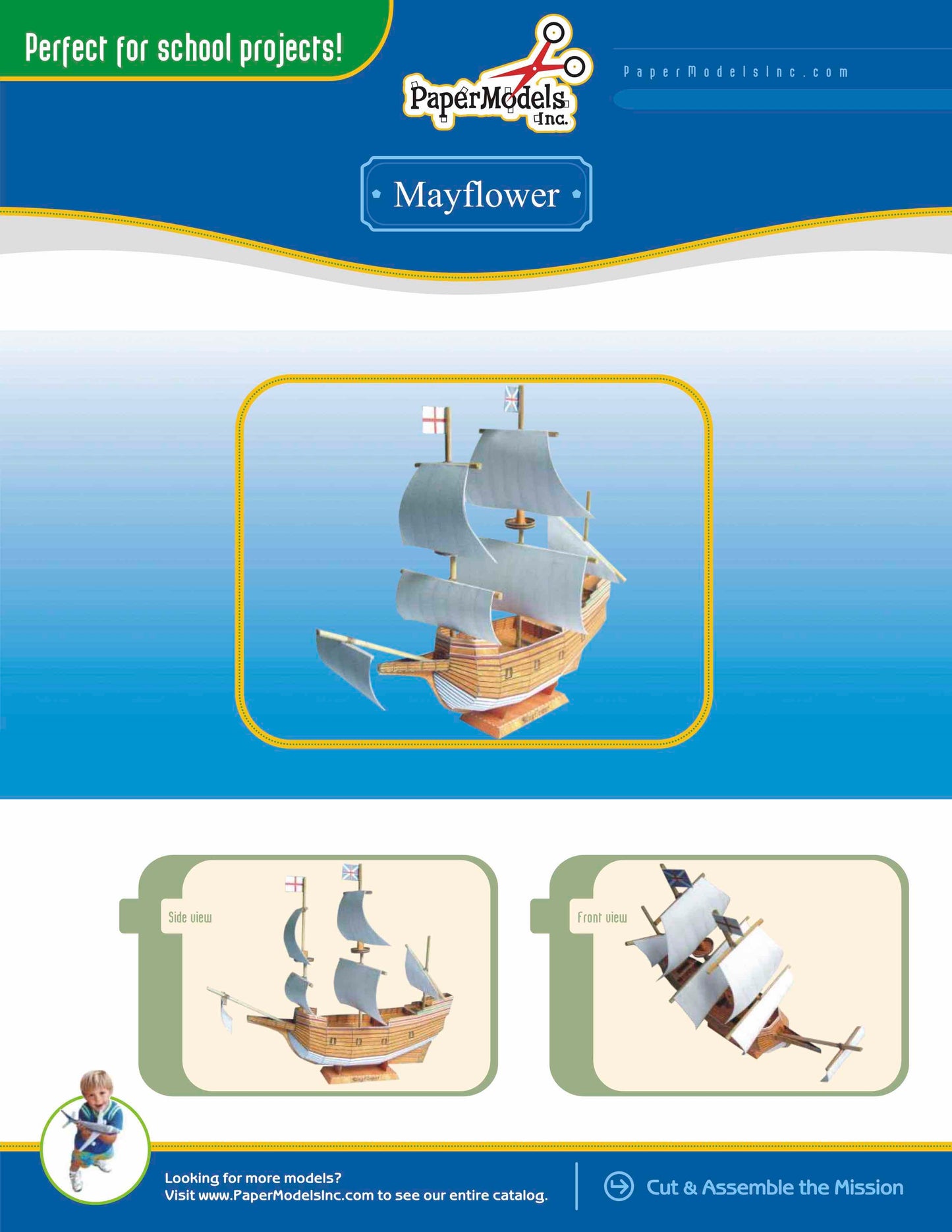 Mayflower - Plymouth Rock - Pilgrims - Paper Model Project Kit