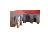 California Mission Annex Buildings - Straight And Corner - Paper Model Kit