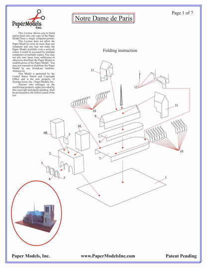 Notre Dame Cathedral - Paris - Paper Model Project Kit