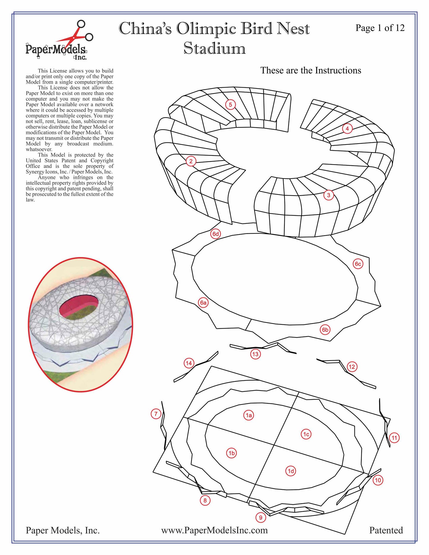 Olympic Stadium - Beijing, China (Bird Nest) - Paper Model Project Kit