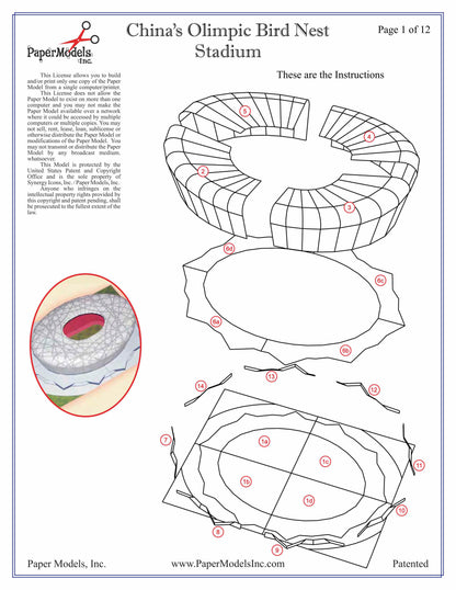 Olympic Stadium - Beijing, China (Bird Nest) Professional - Paper Model Project Kit