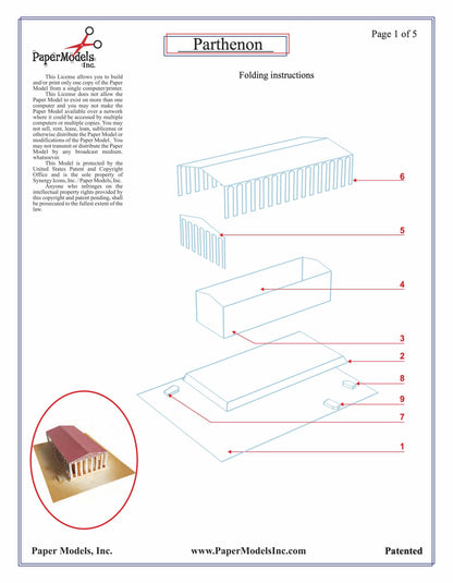 Parthenon - Acropolis, Greece - Paper Model Project Kit