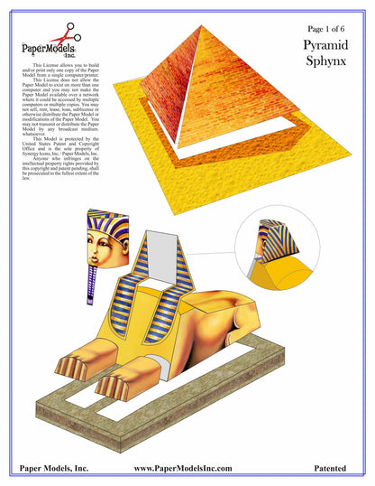 Pyramid and Sphinx - Egypt - Paper Model Project Kit