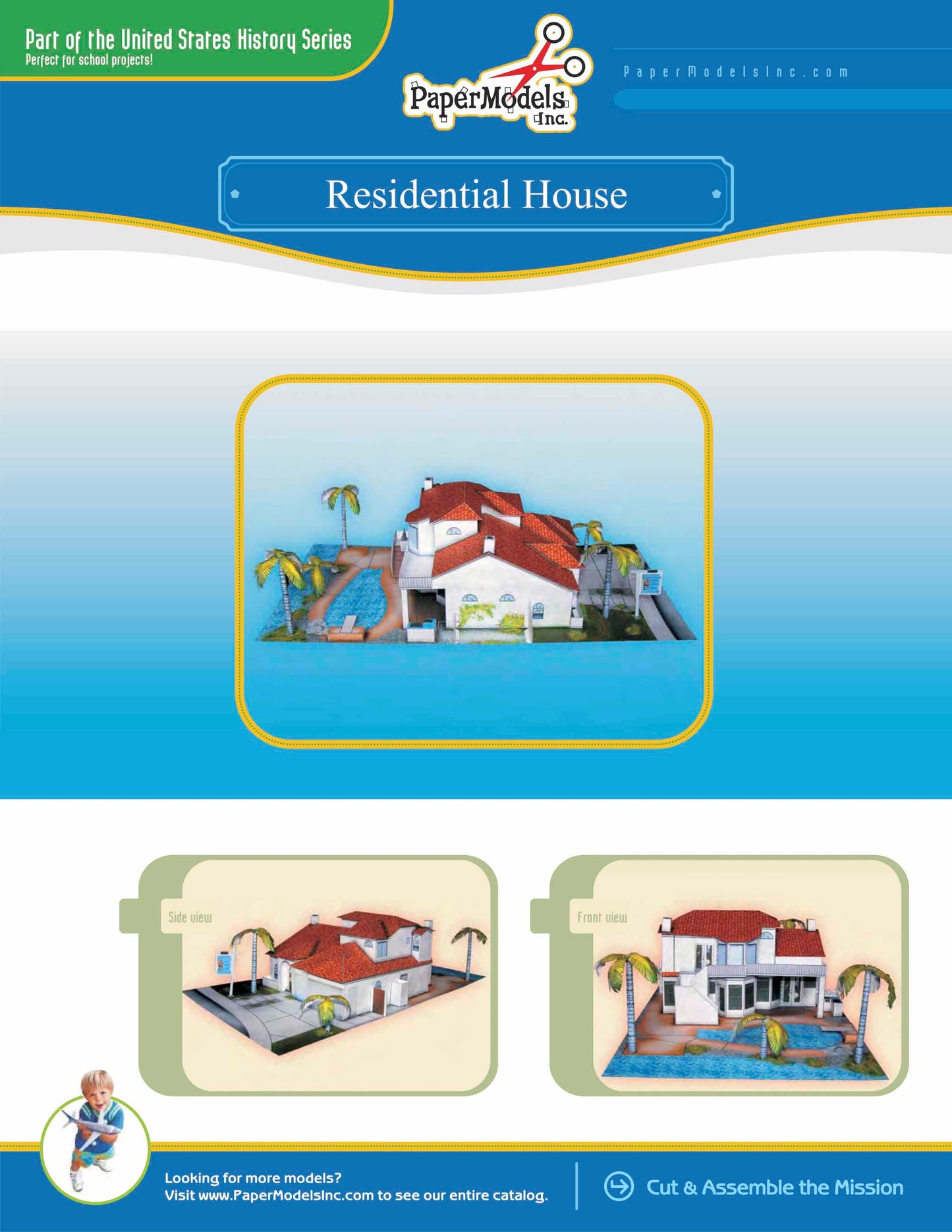 Residential House - Paper Model Project Kit