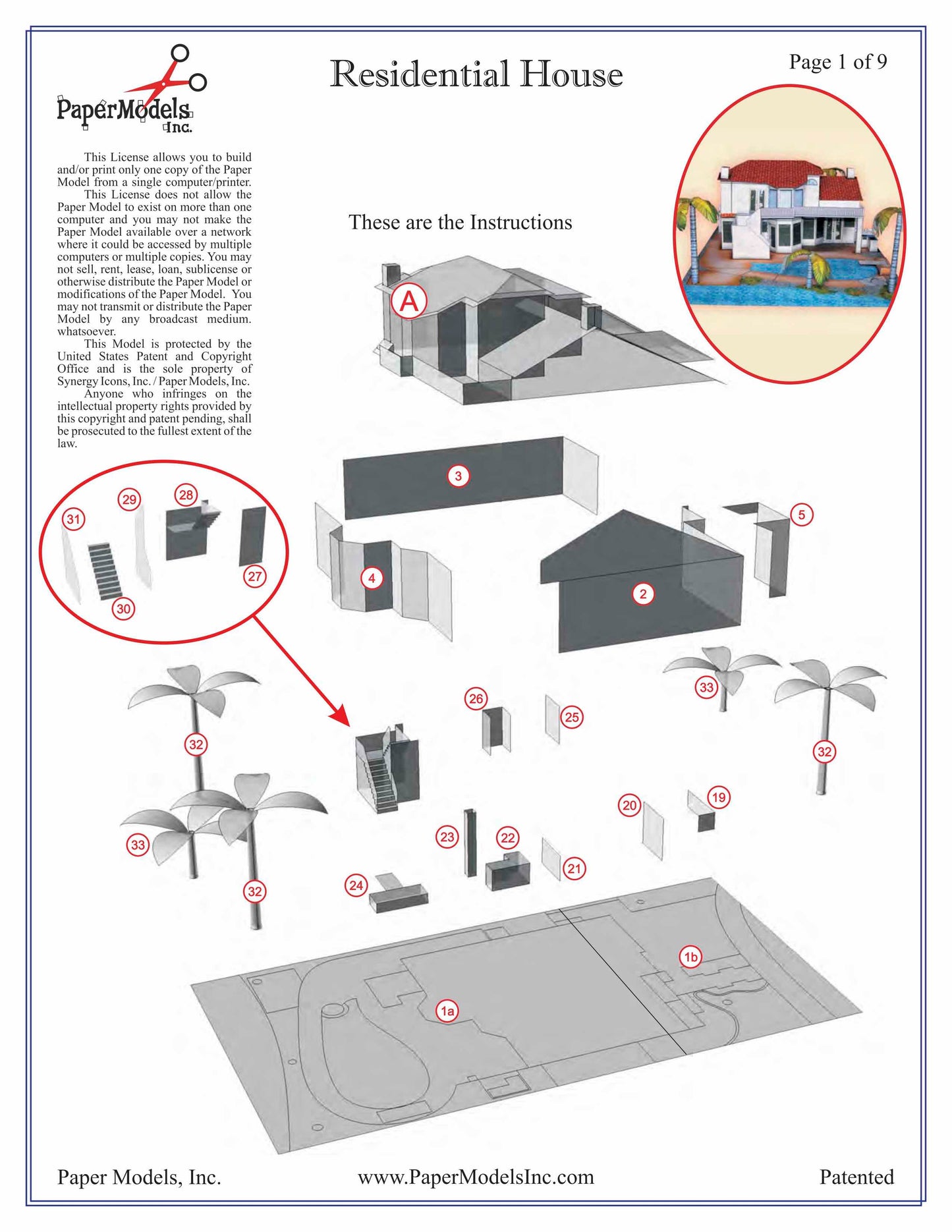 Residential House - Paper Model Project Kit