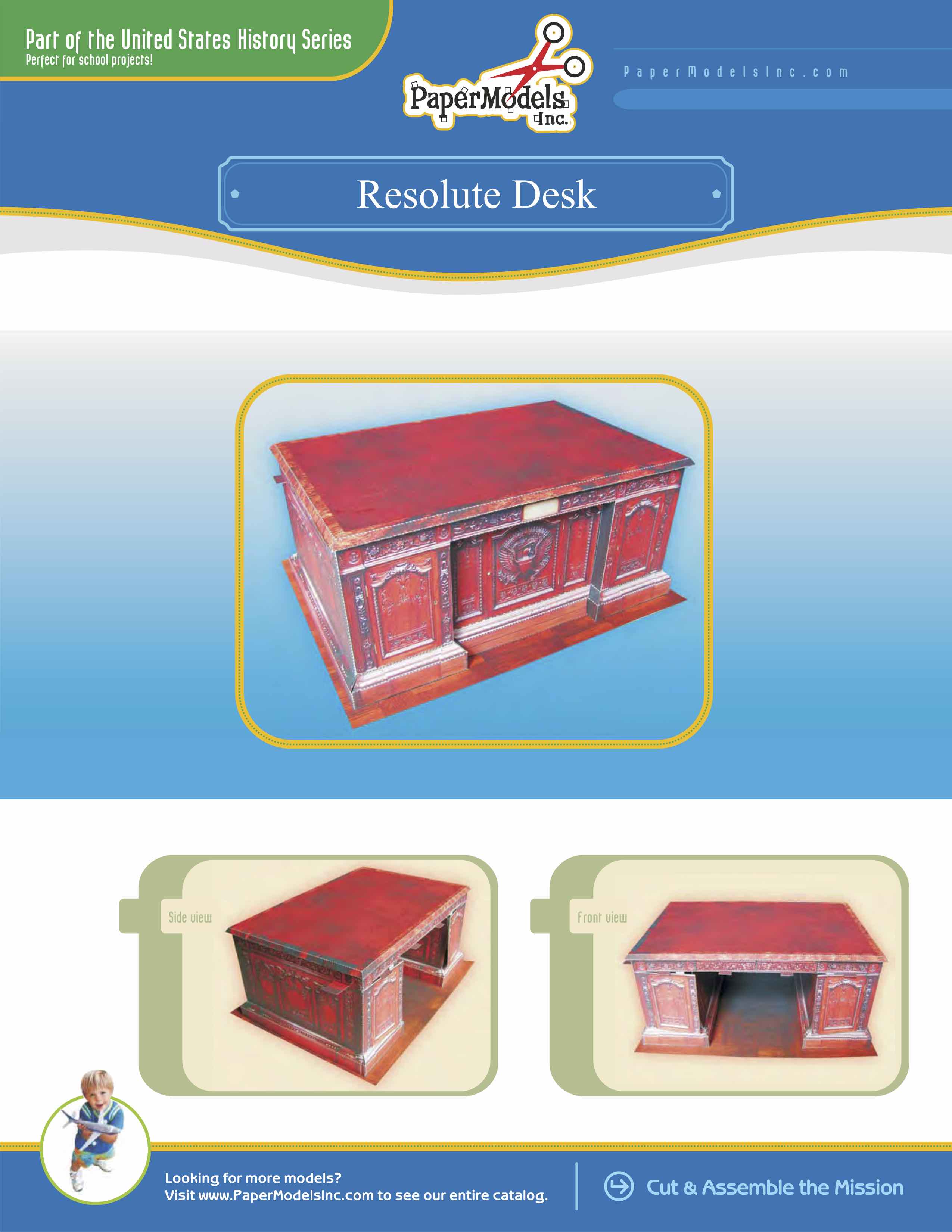 Resolute Desk - Oval Office, White House, Washington - Paper Model Pro ...